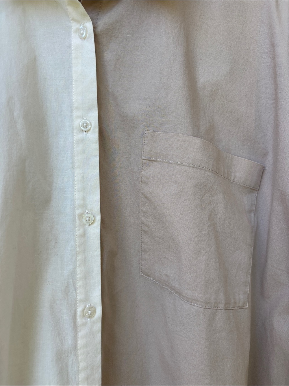Pistola Sloane Split Color Button Down Shirt Large Oversized Cotton NWOT - Picture 5 of 8